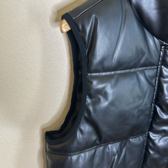 Ci Sono By Cavalini Vegan Leather Crop Vest Black Womens Size XL Pockets - Picture 4 of 15